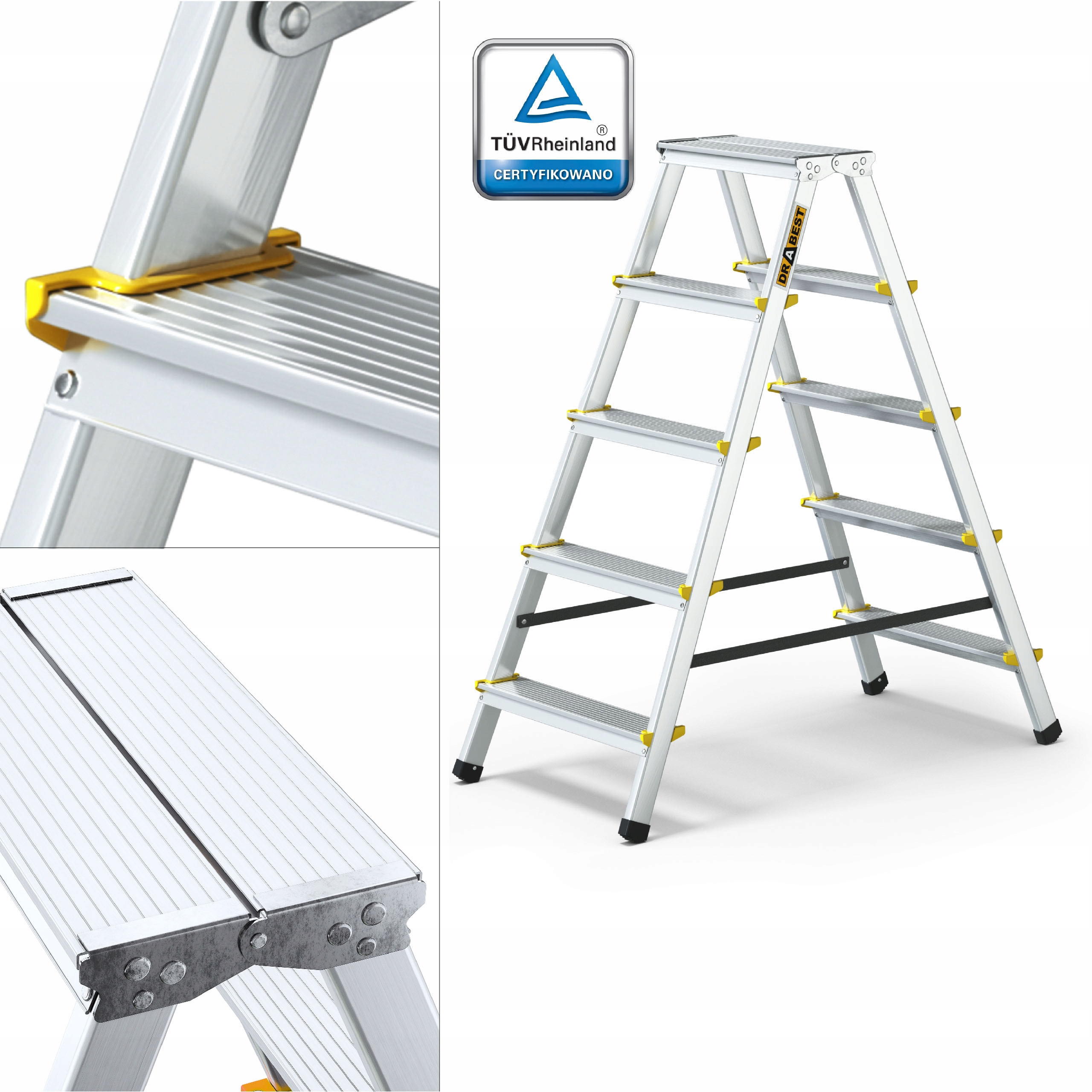Domáca hliníková rebríková tyč obojstranná 2x5 Drabest 150 kg