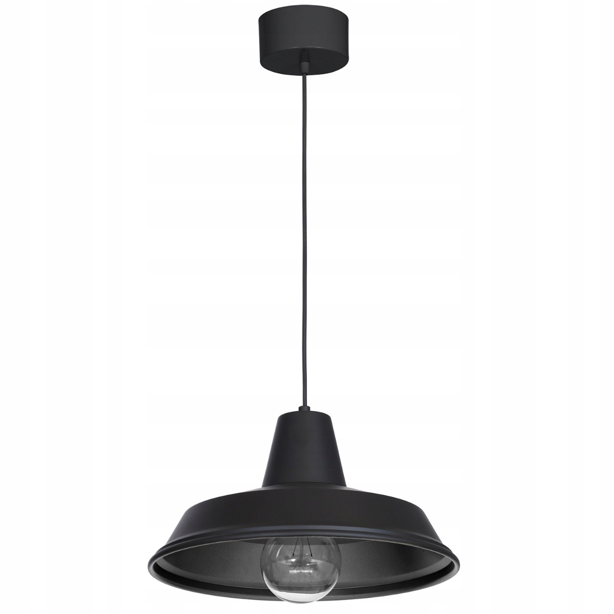 Závěsná lampa loft industriální černá kulatá 36 cm do kuchyně Luminex