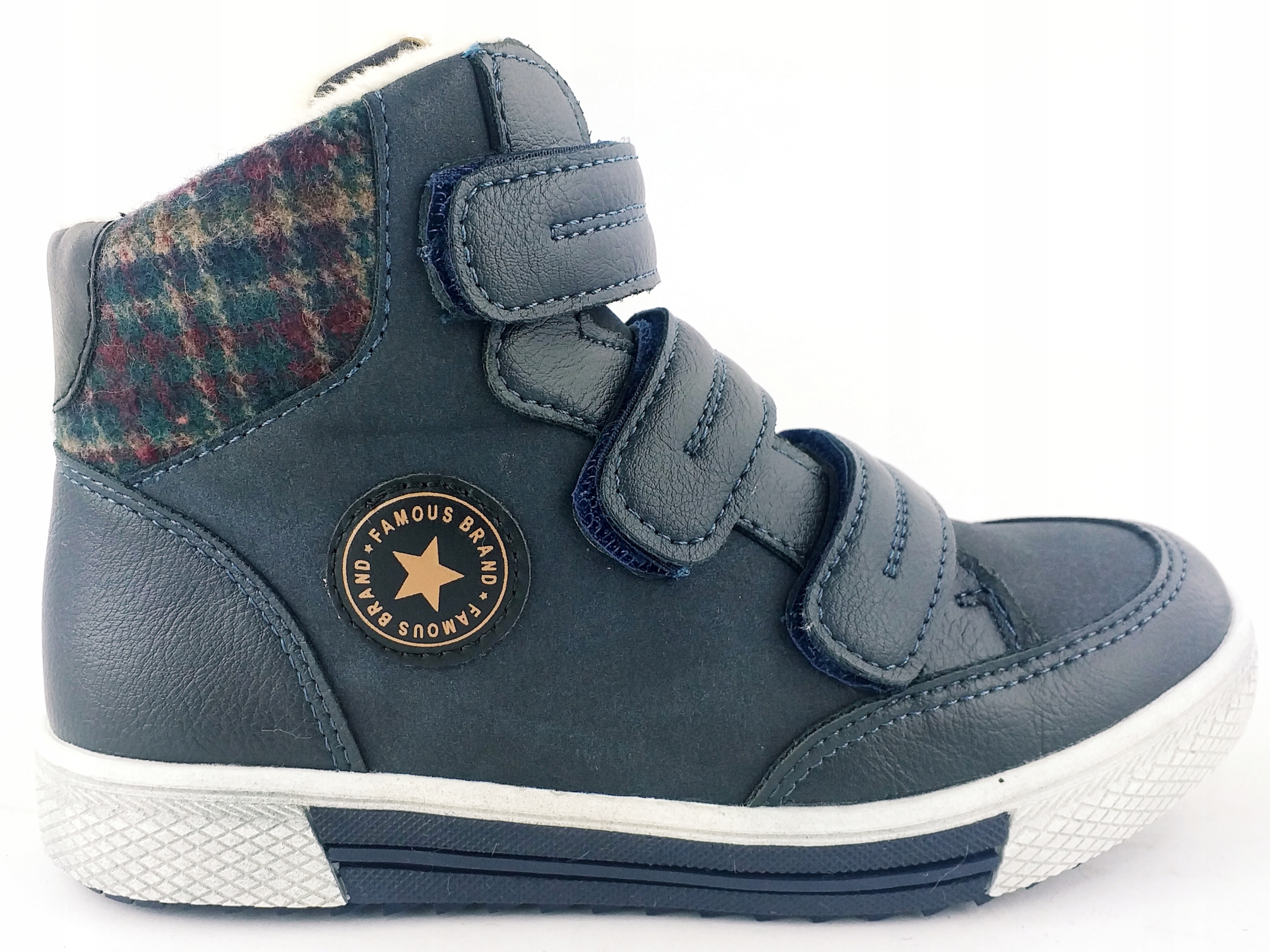 

American Club Buty Zimowe Trapery Rzep Granat 34