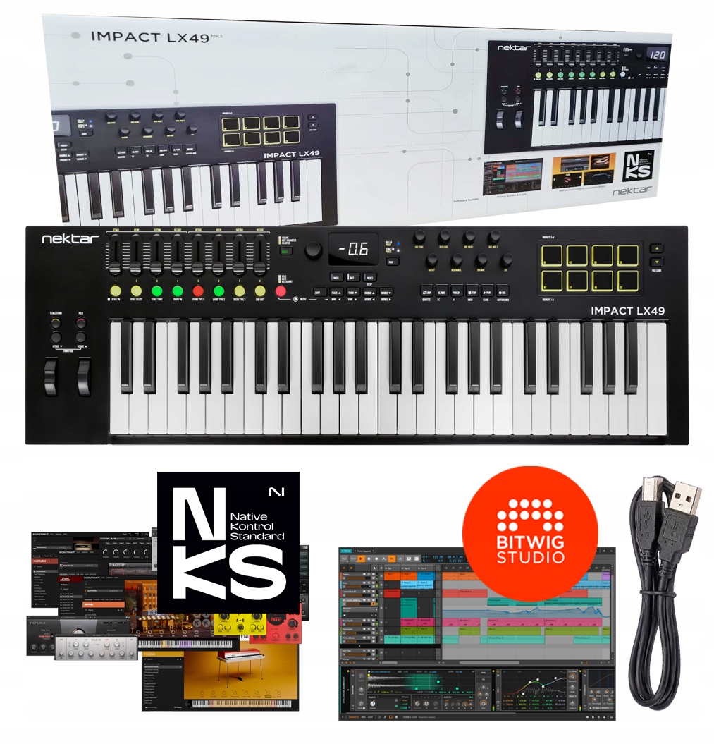 Nektar Impact LX49 MK3 Usb ovládací klávesnice Bitwig Komplete Select