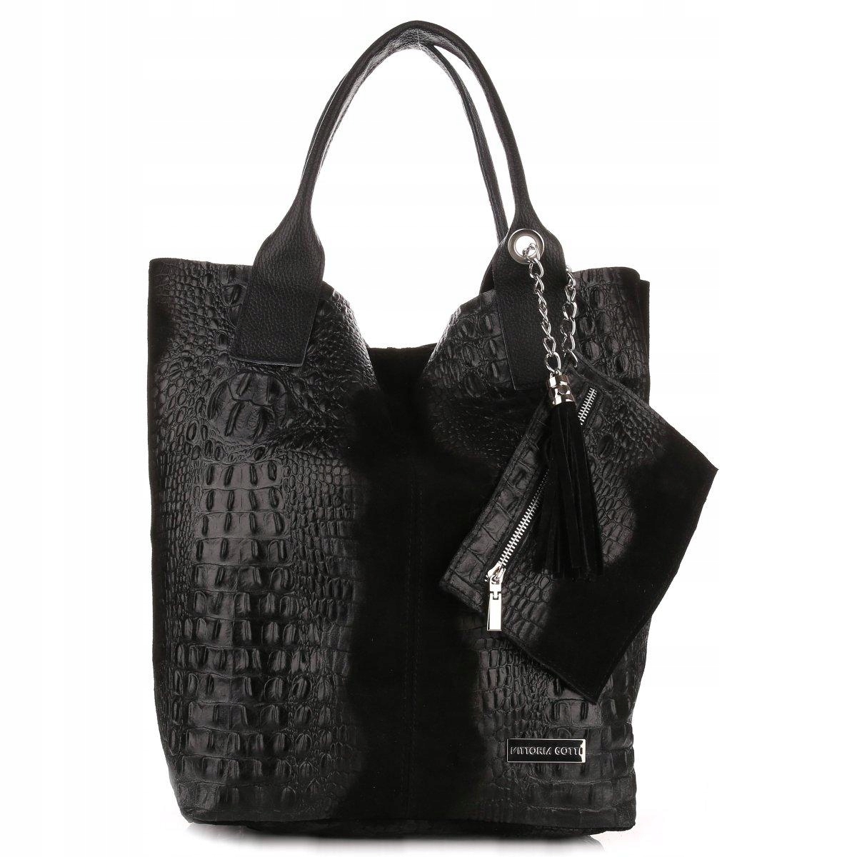 Kožená taška Shopper Bag Vittoria Gotti Černá