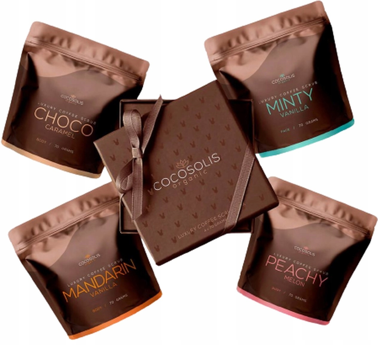 Luxusní tělový peeling s kávou 4ks po 70 g Cocosolis Luxury Coffee Scrub