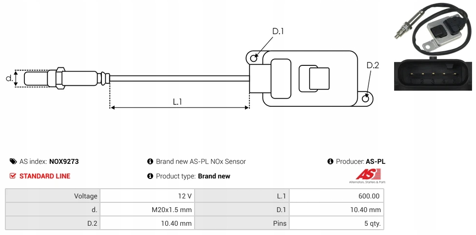 ас-ru NOX9273 Датчик , форсунка