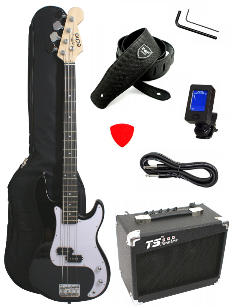Basová Kytara Typu Precision Bass Zesilovač 15W 7 x Příslušenství