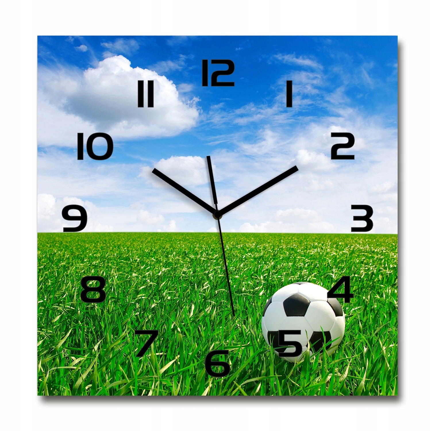 

Cichy szklany zegar Piłka nożna na łące 60x60 cm