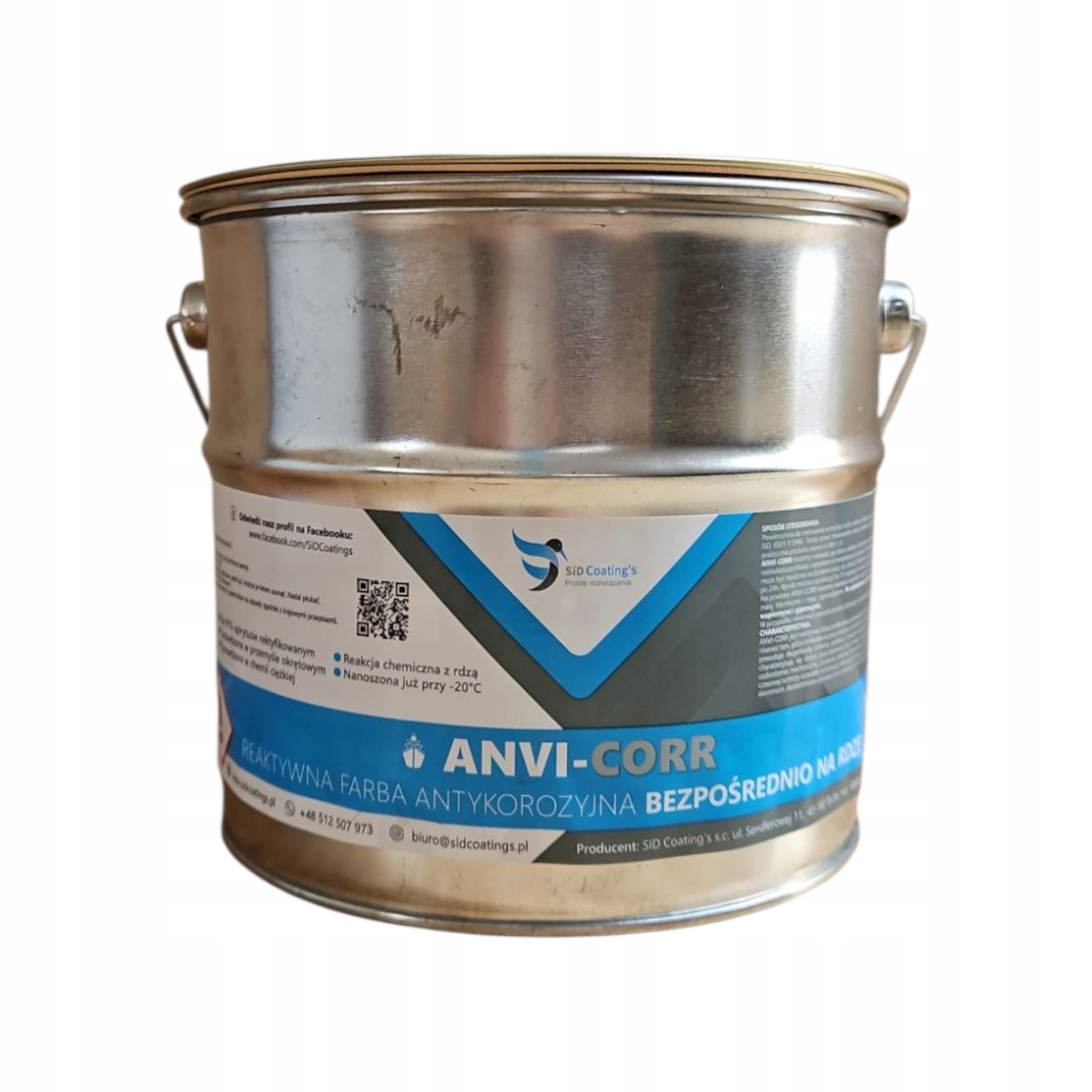 Anvi-corr Reaktywna farba antykorozyjna podkładowa grunt na rdzę Czarna 3l.