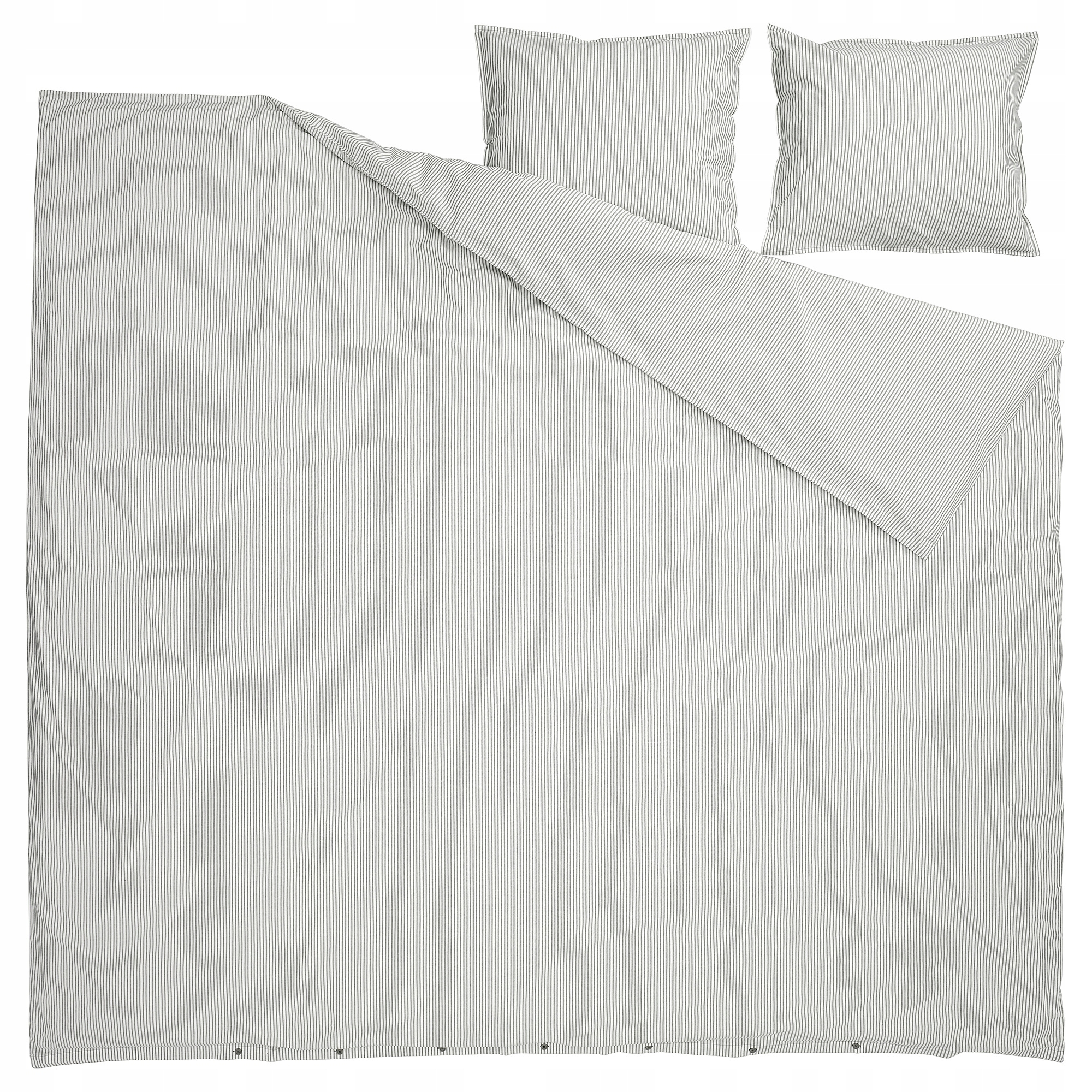 Ikea Solfibbla Povlečení 200 x 200 cm a 2 povlaky na polštáře 50 x 60 cm šedá, bílá s pruhy