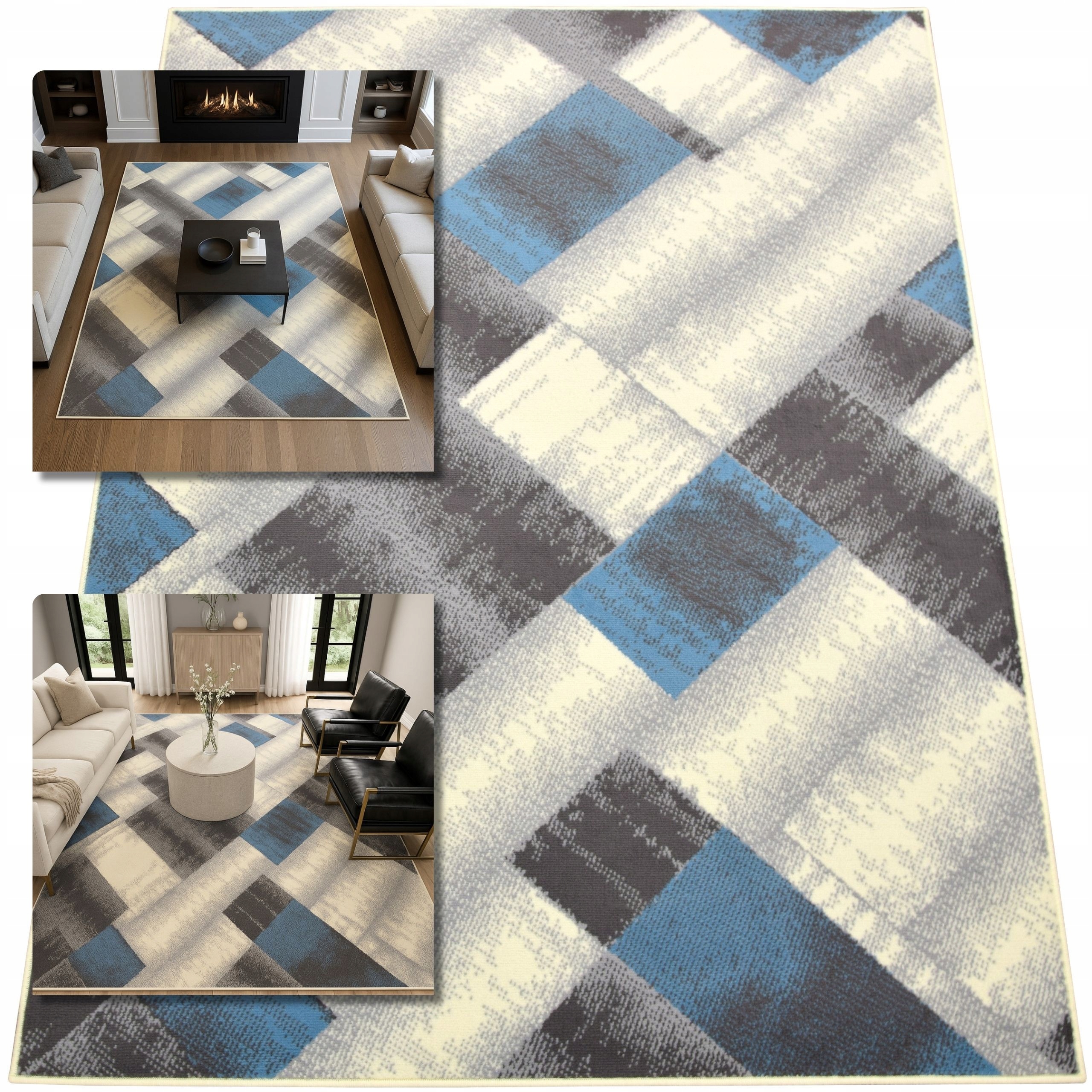 Koberec 120x170 Mozaika Modrý Koberec Do Obývacího Pokoje Koberec Do Ložnice Belgický