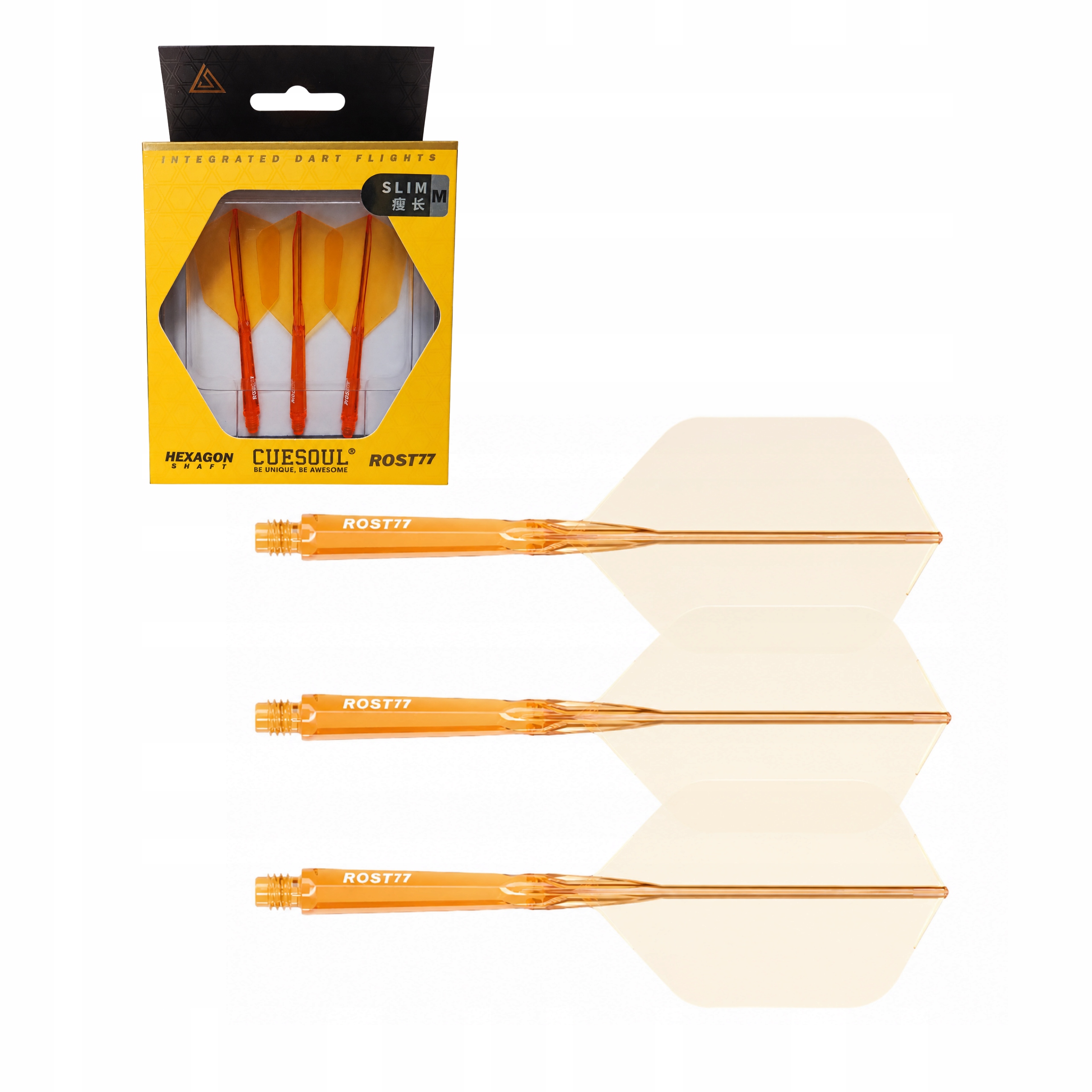Lotki do Rzutek Dart Cuesoul Rost T77 70 mm Orange Flights 3 szt.