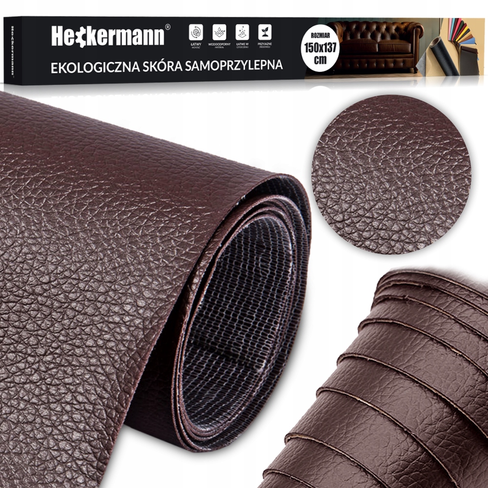 Kůže Samolepicí Eko Kůže Skaj Hnědá Silné Lepidlo 560g/m2 150x137cm