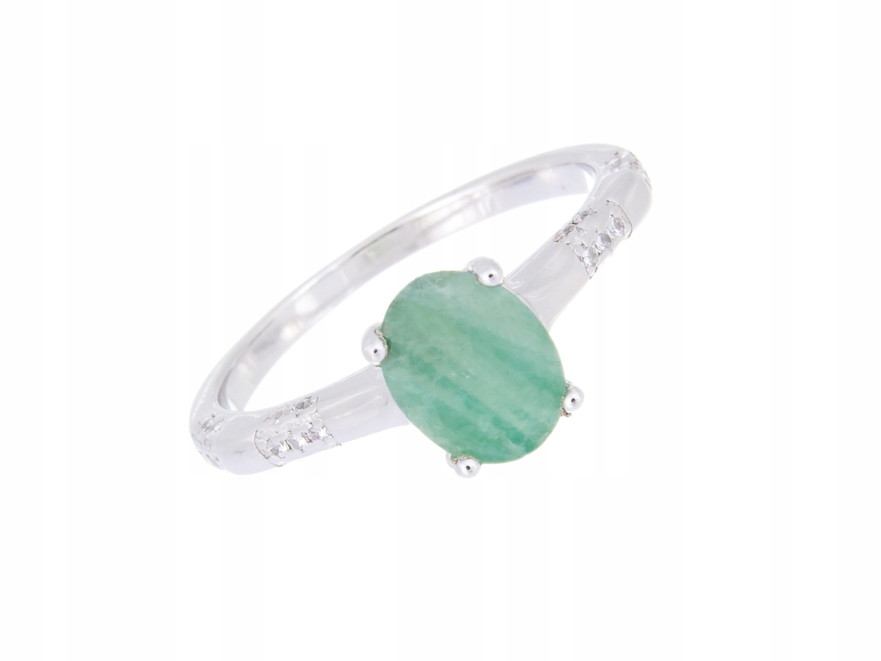 Stříbrný Prstýnek Prsten VEL.12 Smaragd Přírodní