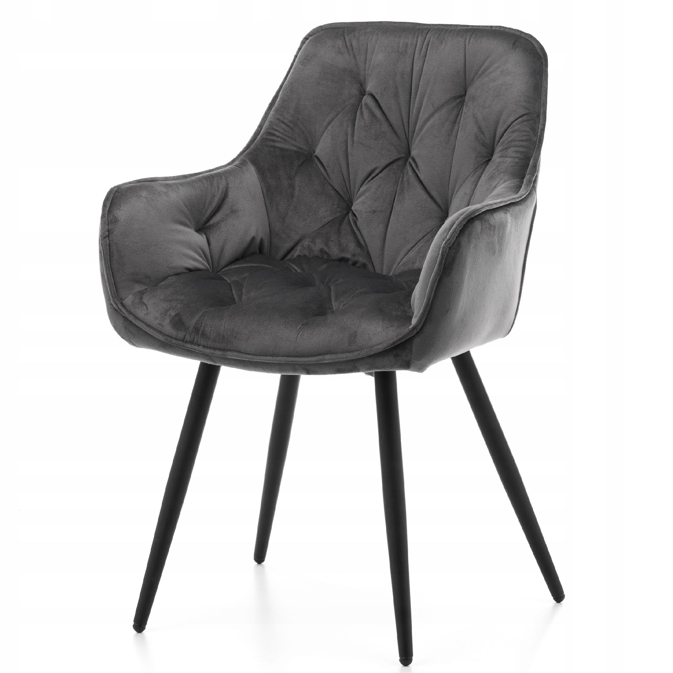 KRZESŁO TAPICEROWANE PIKOWANE DO SALONU JADALNI WELUROWE SZARE SIENA Kod producenta SIENA SZARY WELUR