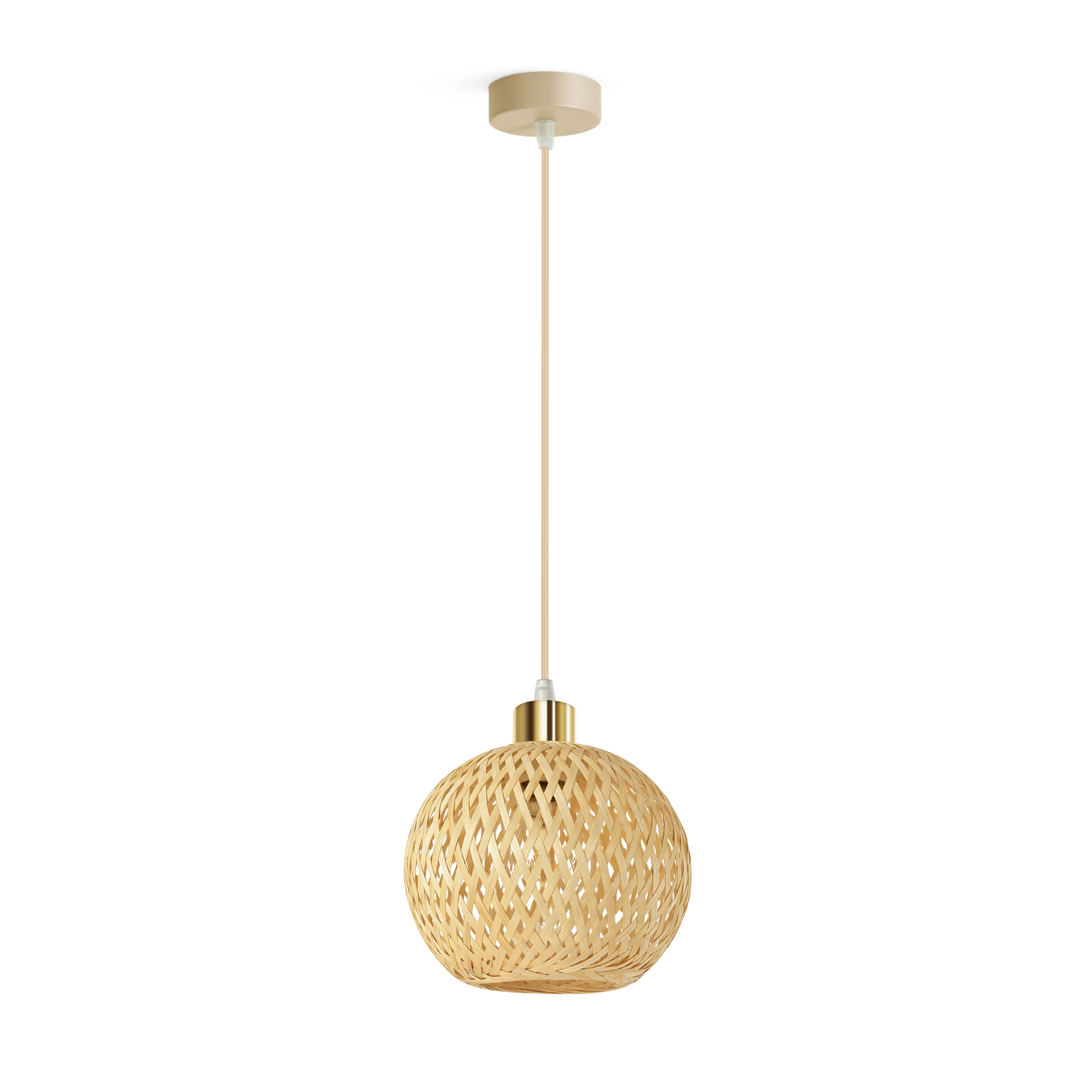 Závěsná lampa Rattan Béžová Boho 1xE27 Nastavitelná výška Obývací pokoj Ložnice