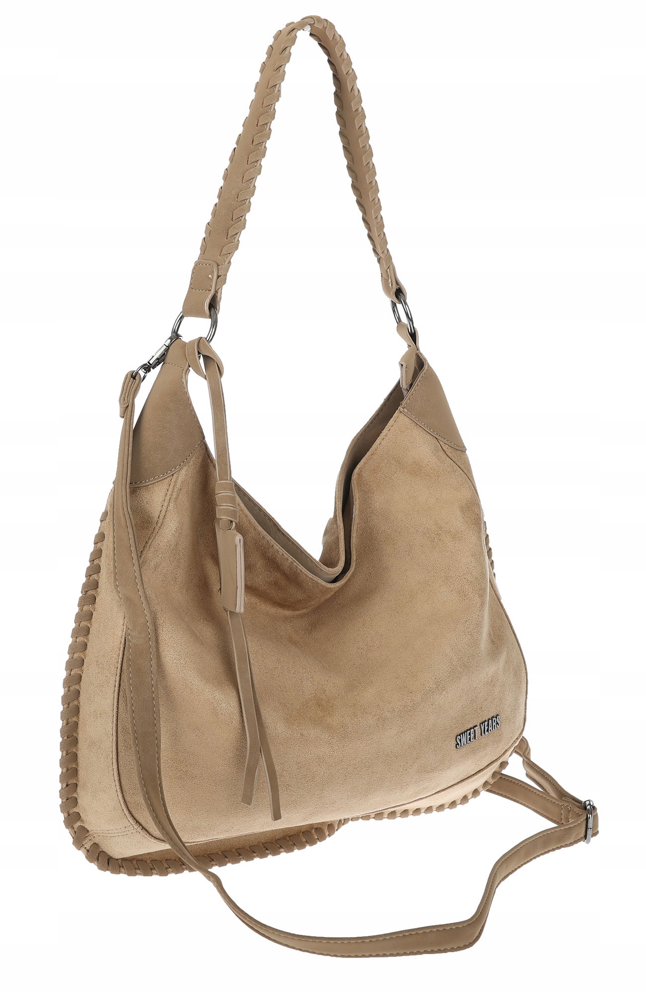 Dámská semišová shopper kabelka přes rameno PT03 Béžová