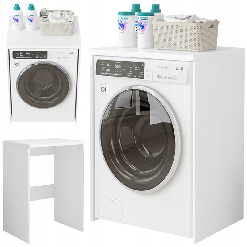 Koupelnová Skříňka Nad Pračku Sušičkou Sloupek Regál Zabudovaná Agd Bílá 66 CM