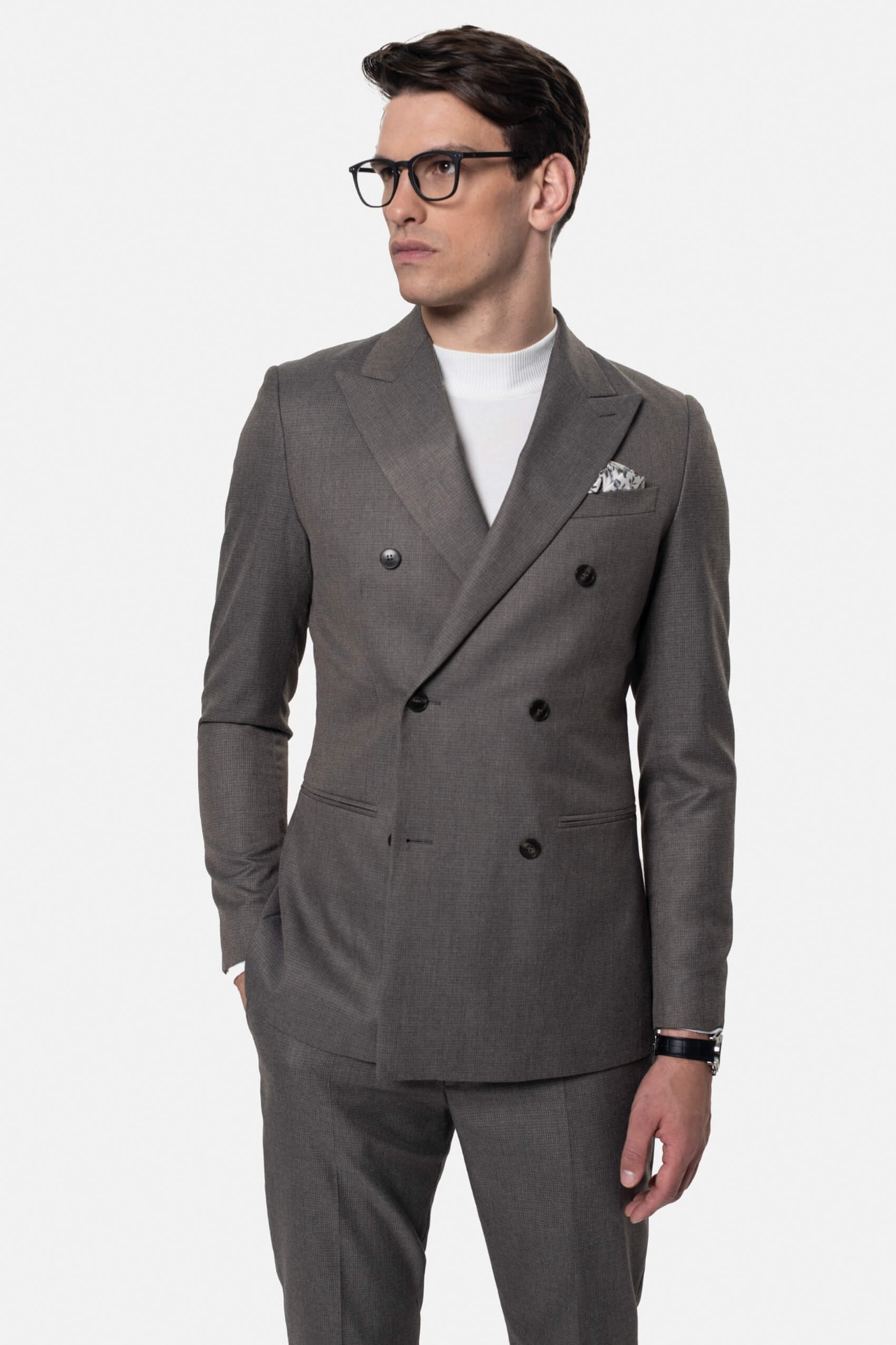 Marynarka Tirma Beżowa Slim Fit Dwurzędowa 176 112