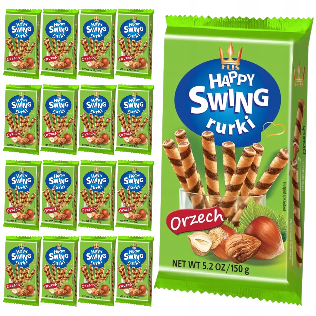 Levně Flis Trubky Happy Swing s oříškovou příchutí 150 g x 16 kusů