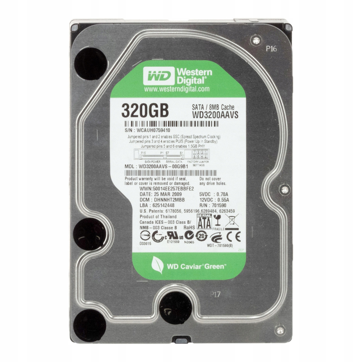 Wd Green 320GB 7.2K 8MB Sata II 3.5'' WD3200AAVS