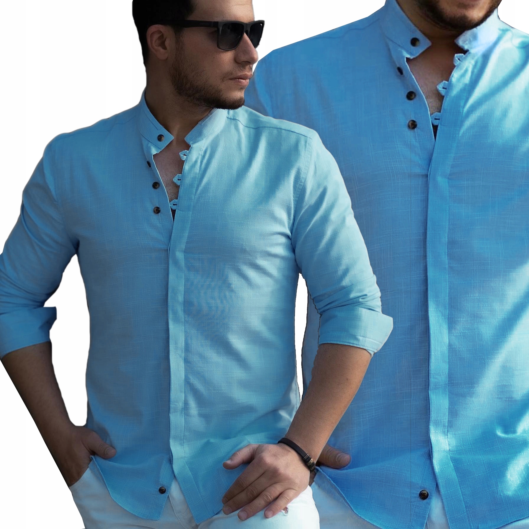 Pánská košile Casual Denní Lněná Len Stojka Barvy