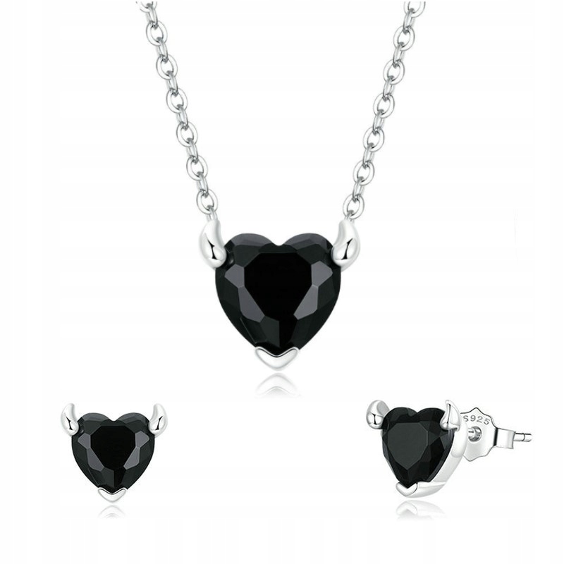 2 x Fraise sada stříbrných šperků, černý čertík