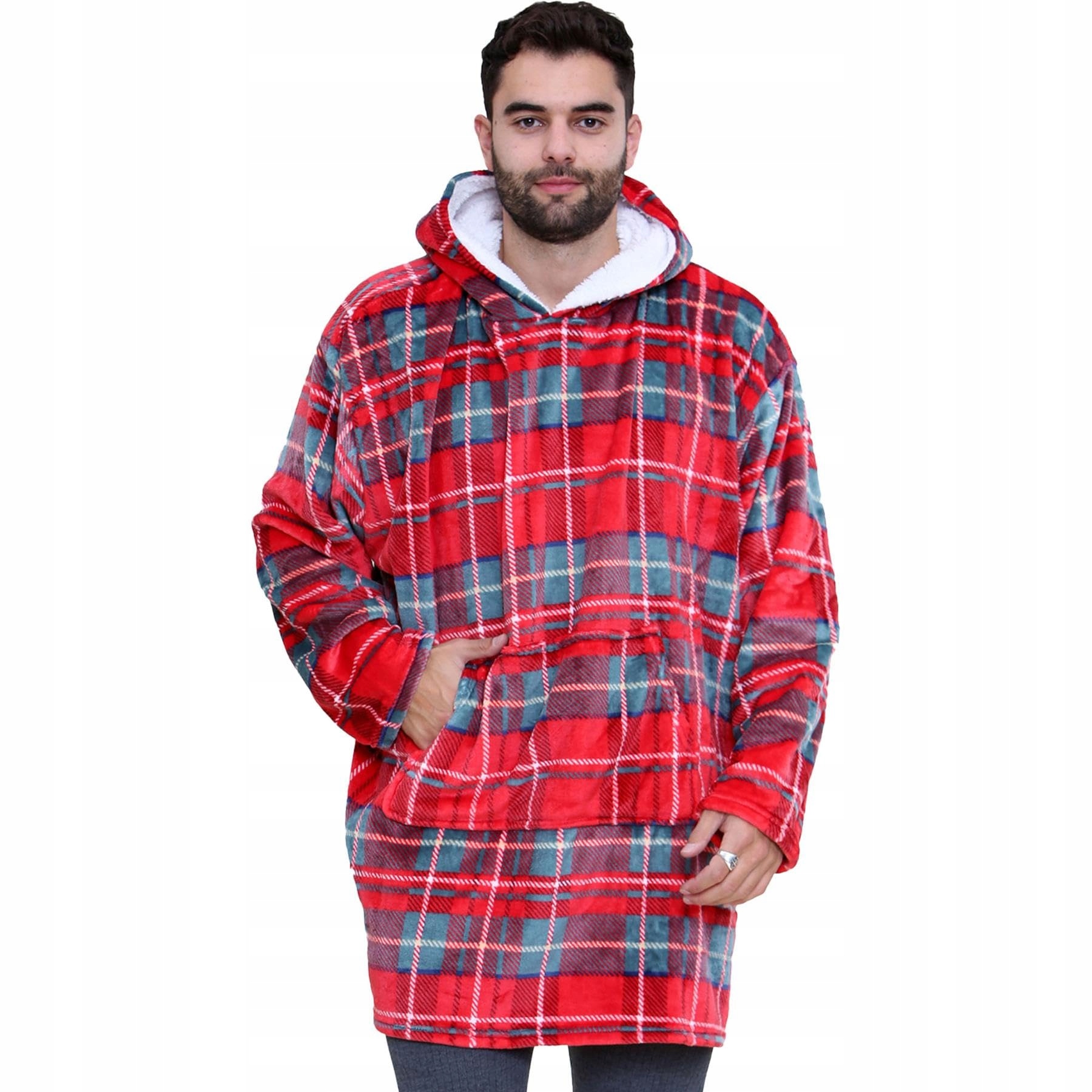 Deka Mikina Tlustá Mikinová Deka Oversize s kapucí Teplá Měkká Tlustá Červená