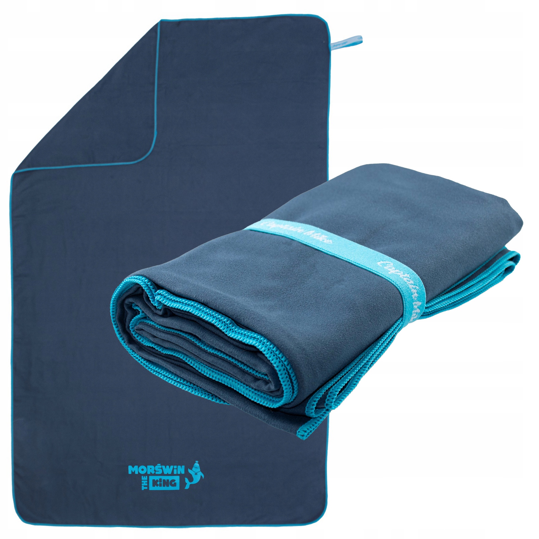 Ręcznik z mikrofibry szybkoschnący plażowy, granatowy, MORŚWIN 175x110