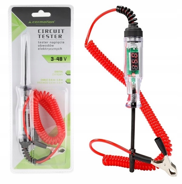 Miernik Tester Próbnik Obwodów Napięcia Elektrycznego Cyfrowy Do Auta 3-48V