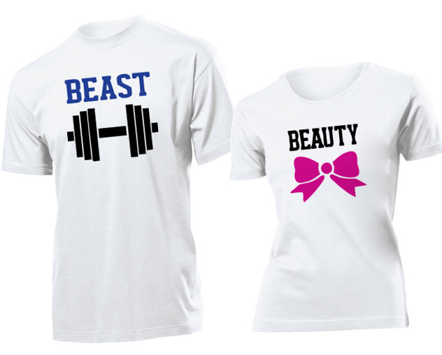 

Koszulki dla par Piekna Bestia Silownia XXL