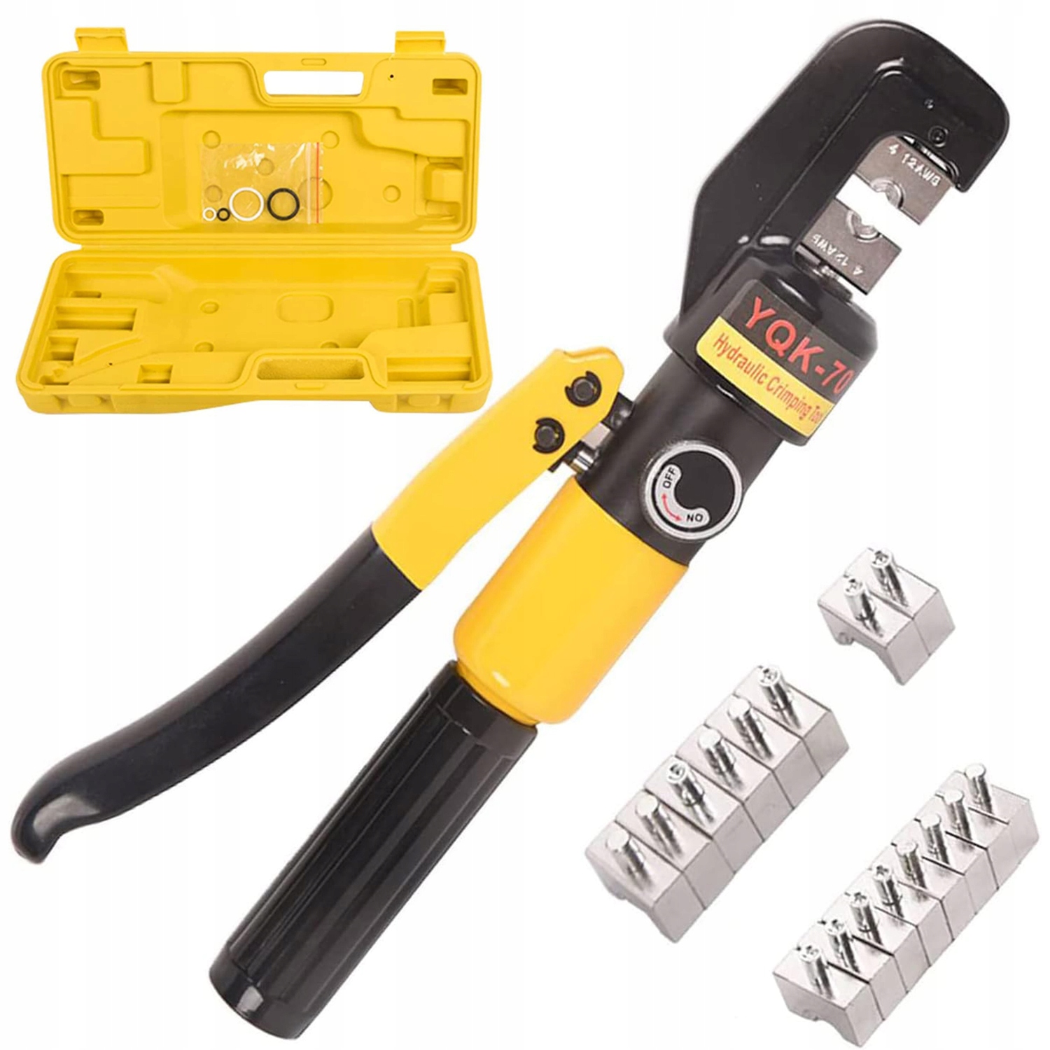 ZACISKARKA HYDRAULICZNA PRASKA DO KABLI 4-70 mm² PRZEWODÓW MATRYCE STANDART Kolor żółty