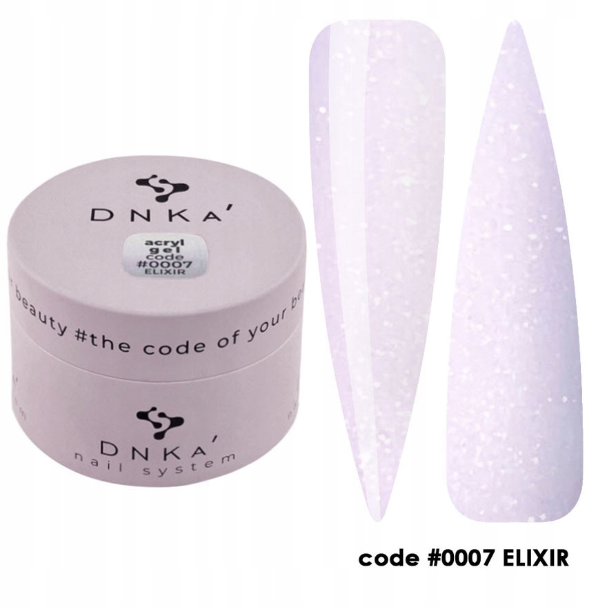 Akrylový Gel DNKa 30ml Elixir Pink s třpytkami na nehty