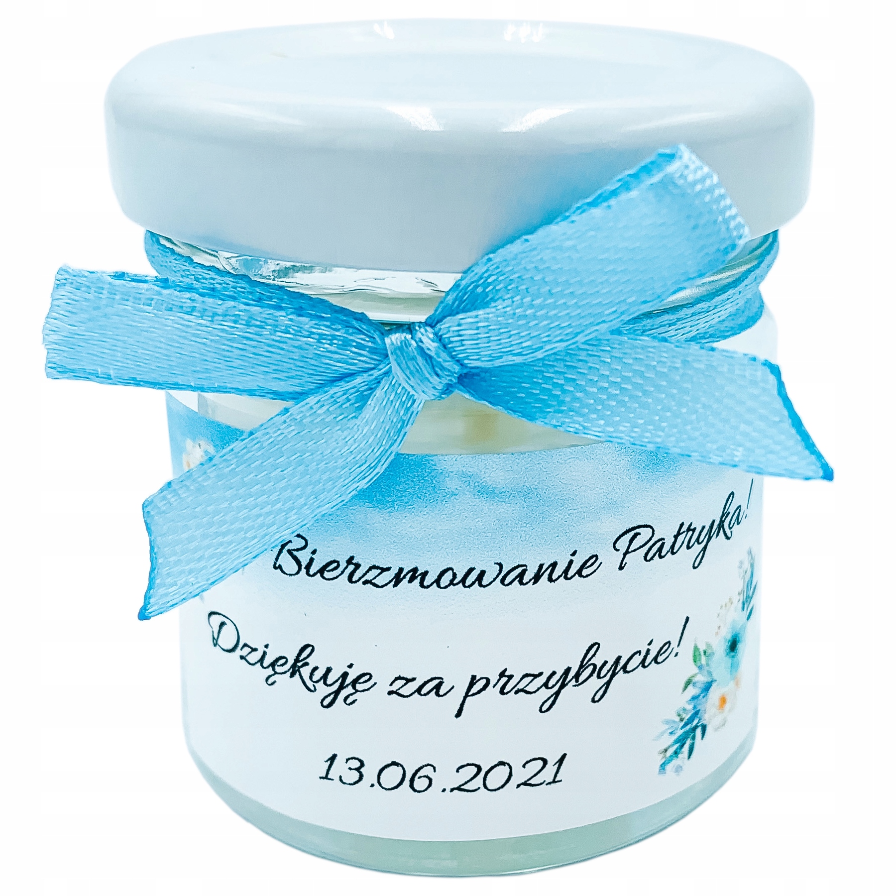 Świeczka w Słoiku Podziękowanie na Bierzmowanie dla Gości Księdza Chrzest