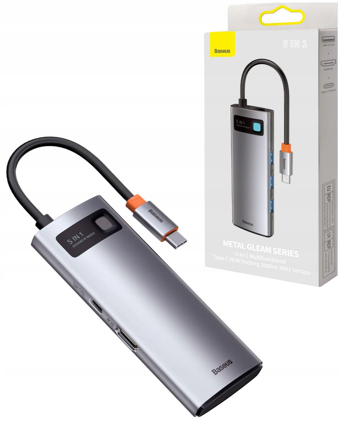 

Baseus Adapter 5w1 Hub Usb-c na Usb Hdmi Usb-c Pd