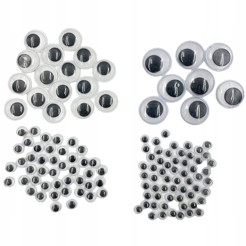 Samoprzylepne RUCHOME OCZKA mix rozmiarów - 130szt