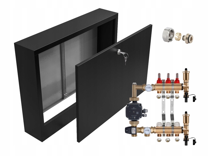 Mosazný Rozdělovač 3 S Čerpadlem Grundfos Nástěnná Skříňka Černá Pex