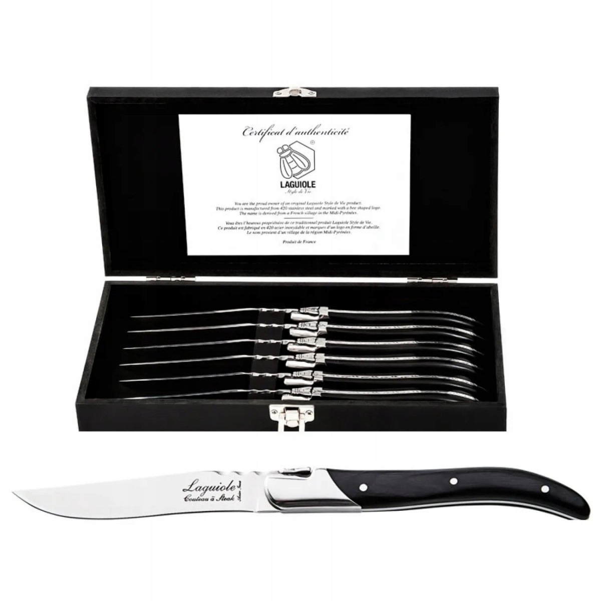 Laguiole Luxury Line Steakové nože Ebony Wood