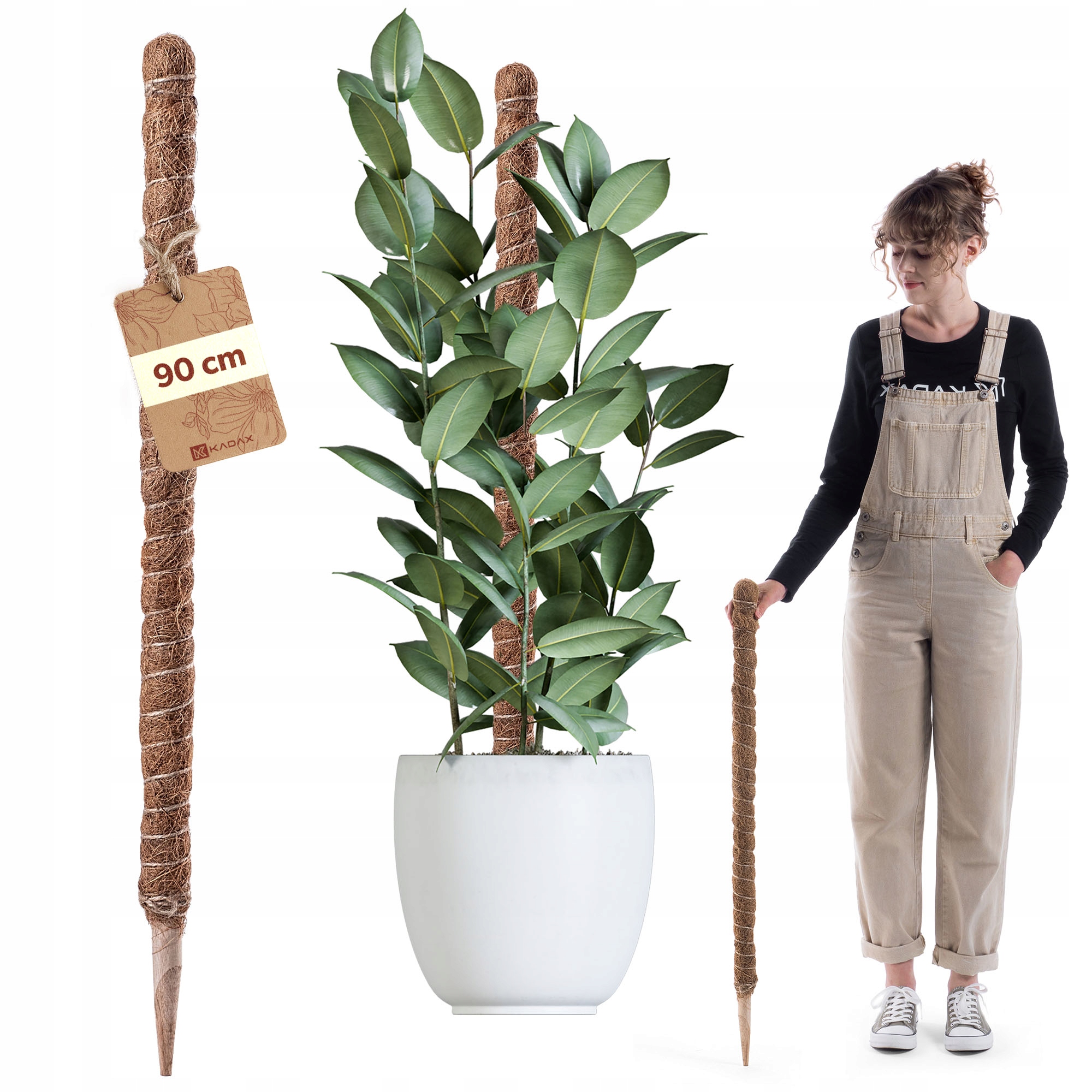 PODPORA DO ROŚLIN KWIATÓW 90cm PALIK KOKOSOWY 45mm TYCZKA PAŁKA DO MONSTERY