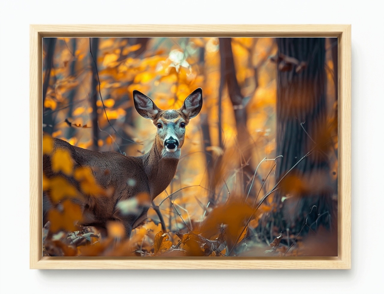 Obraz Rám Americký Box Zvíře Les Srnka Příroda Podzim 80x60