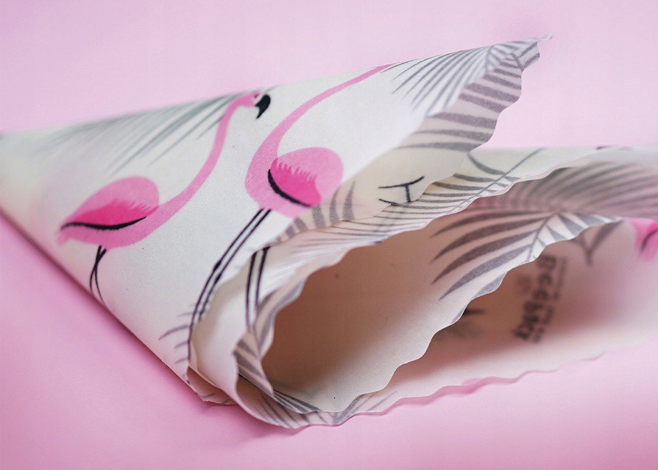 Woskowijka do przechowywania żywności, PINK FLAMINGO, M (28x28cm), BeePack Rodzaj arkusz