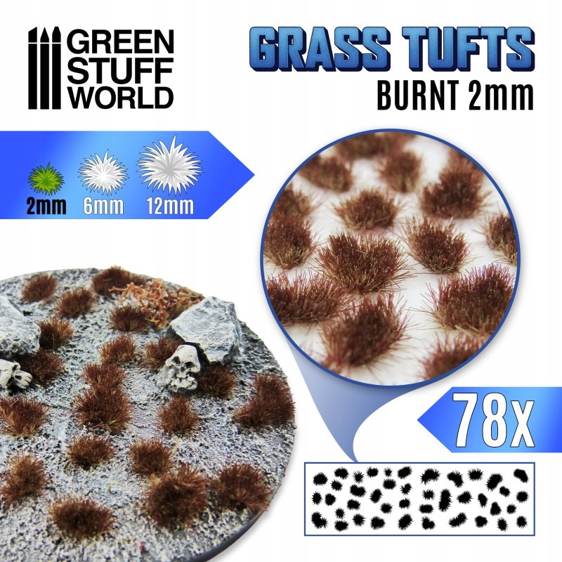 Grass Tufts - 2mm self-adhesive - Burnt