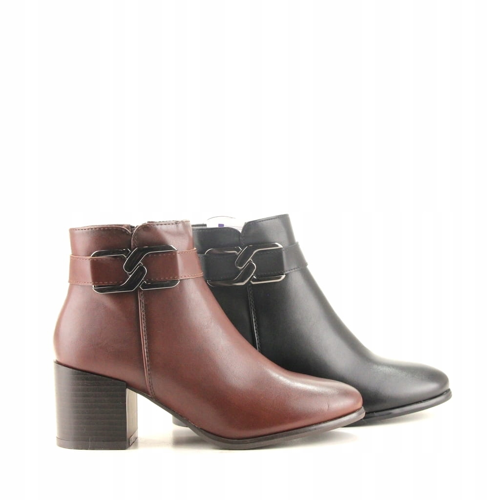 iBUTY BOTKI Z ŁAŃCUCHEM SERGIO 304 BRĄZOWE 38 Długość wkładki 24.5 cm