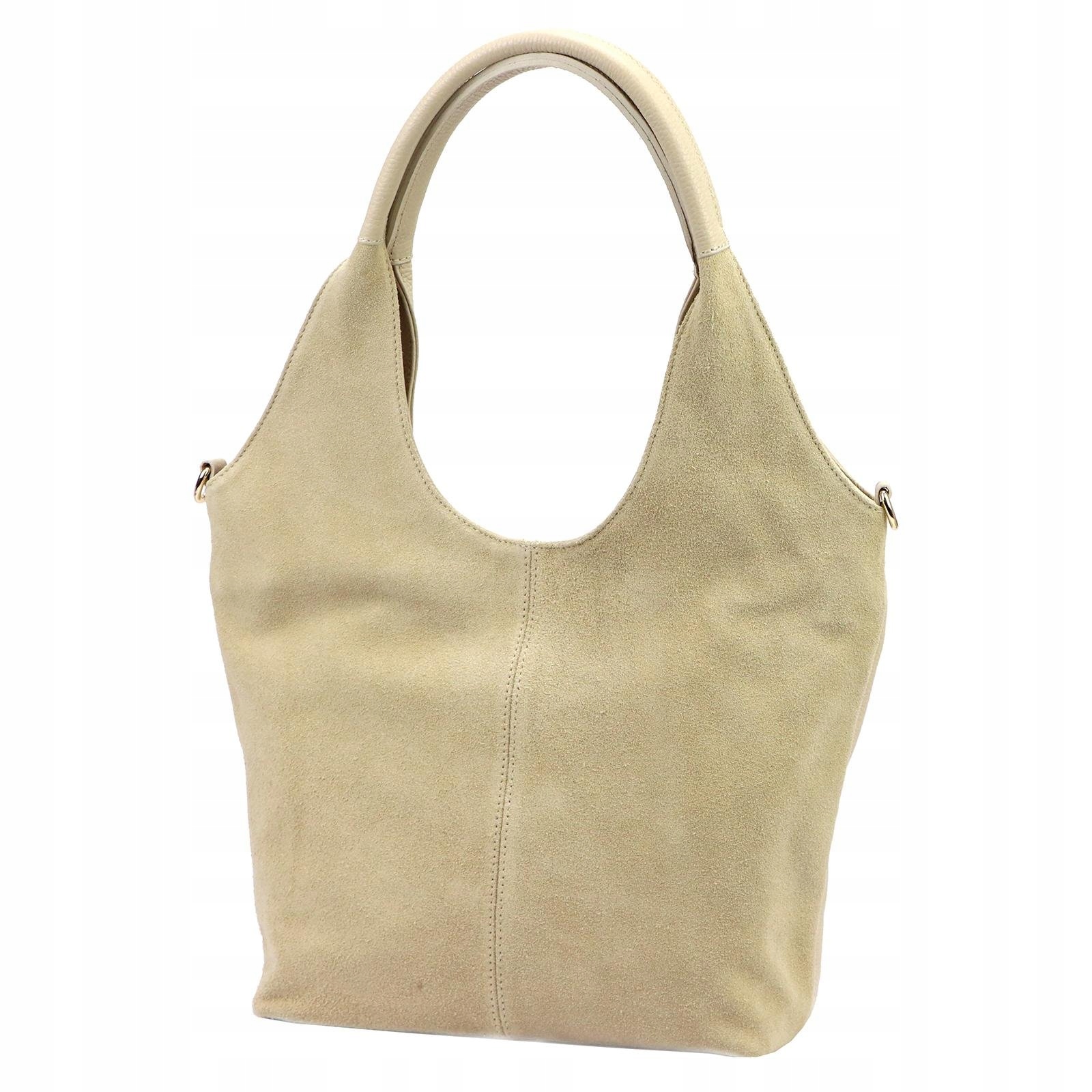 Dámská shopper kožená kabelka, béžová, velká, pojme formát A4