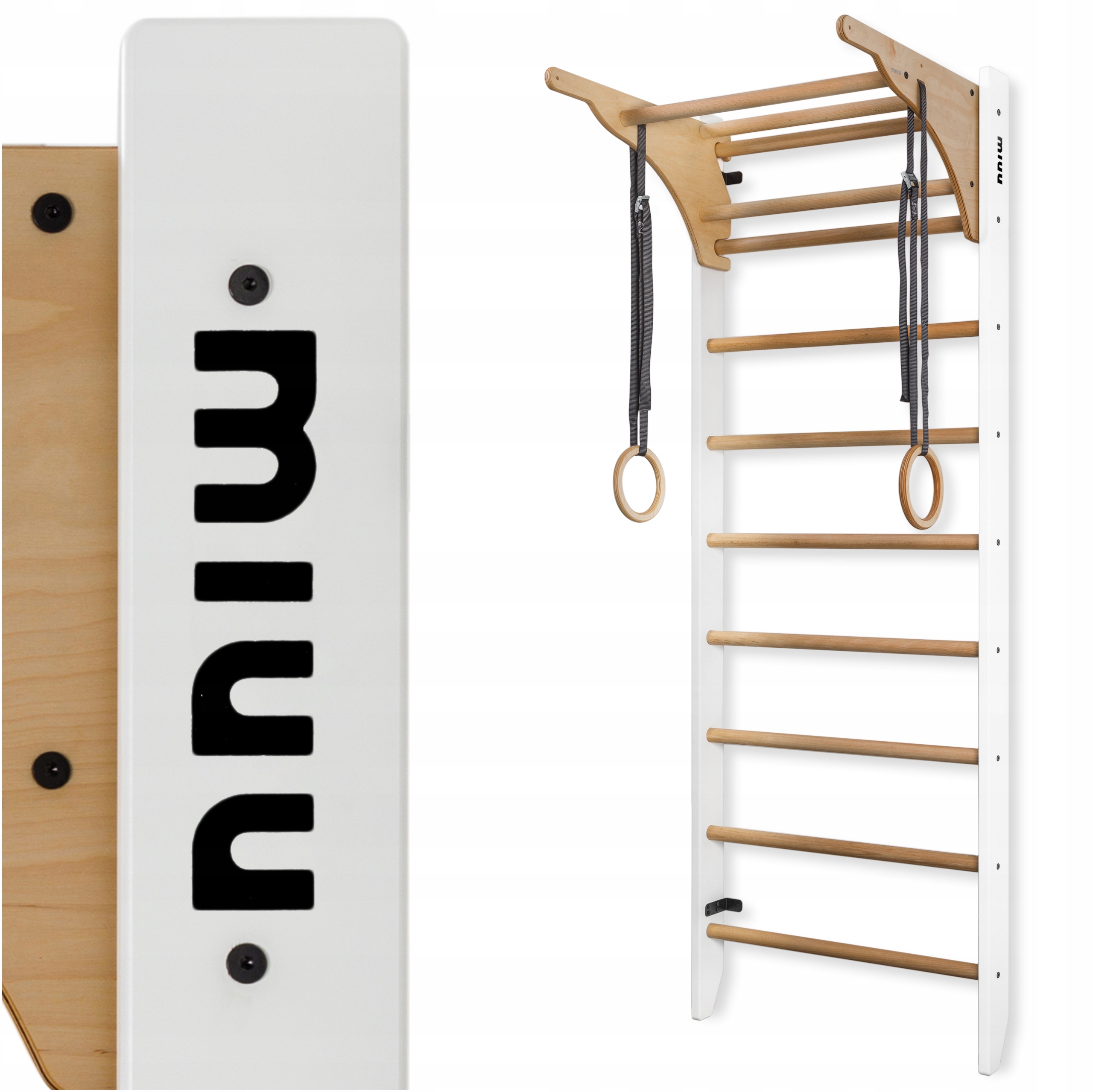 Drabinka Gimnastyczna Biała 220+DRĄŻEK Regulowany