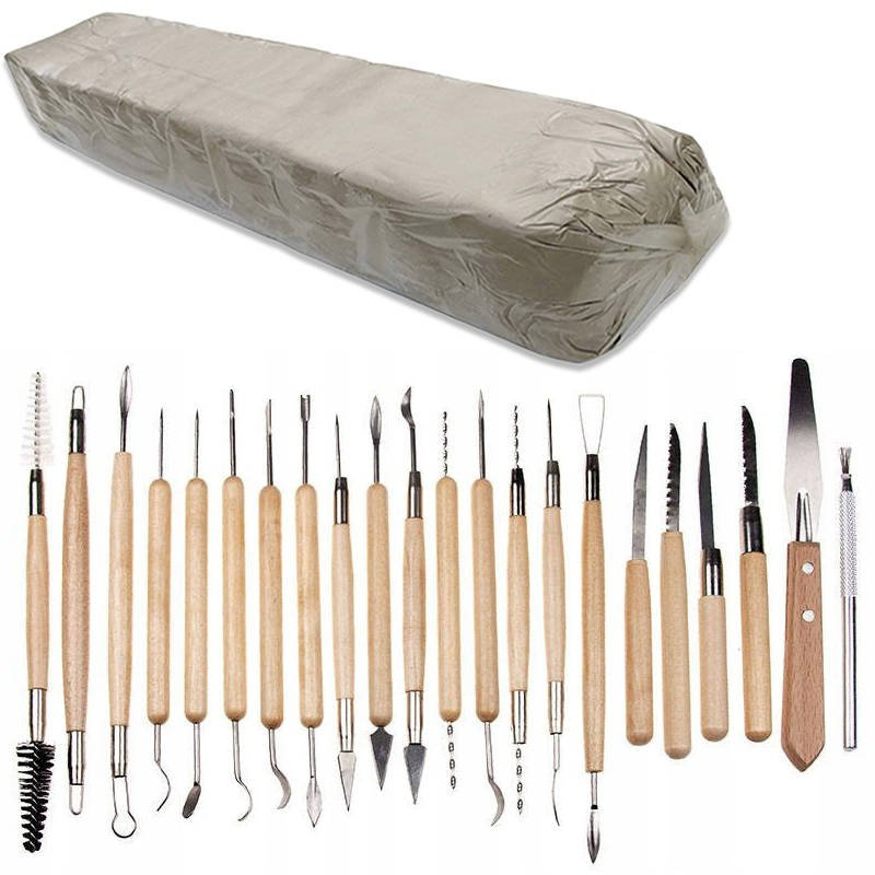 Sada pro sochařství Hlína 10 kg plastická Nástroje pro modelování hlíny