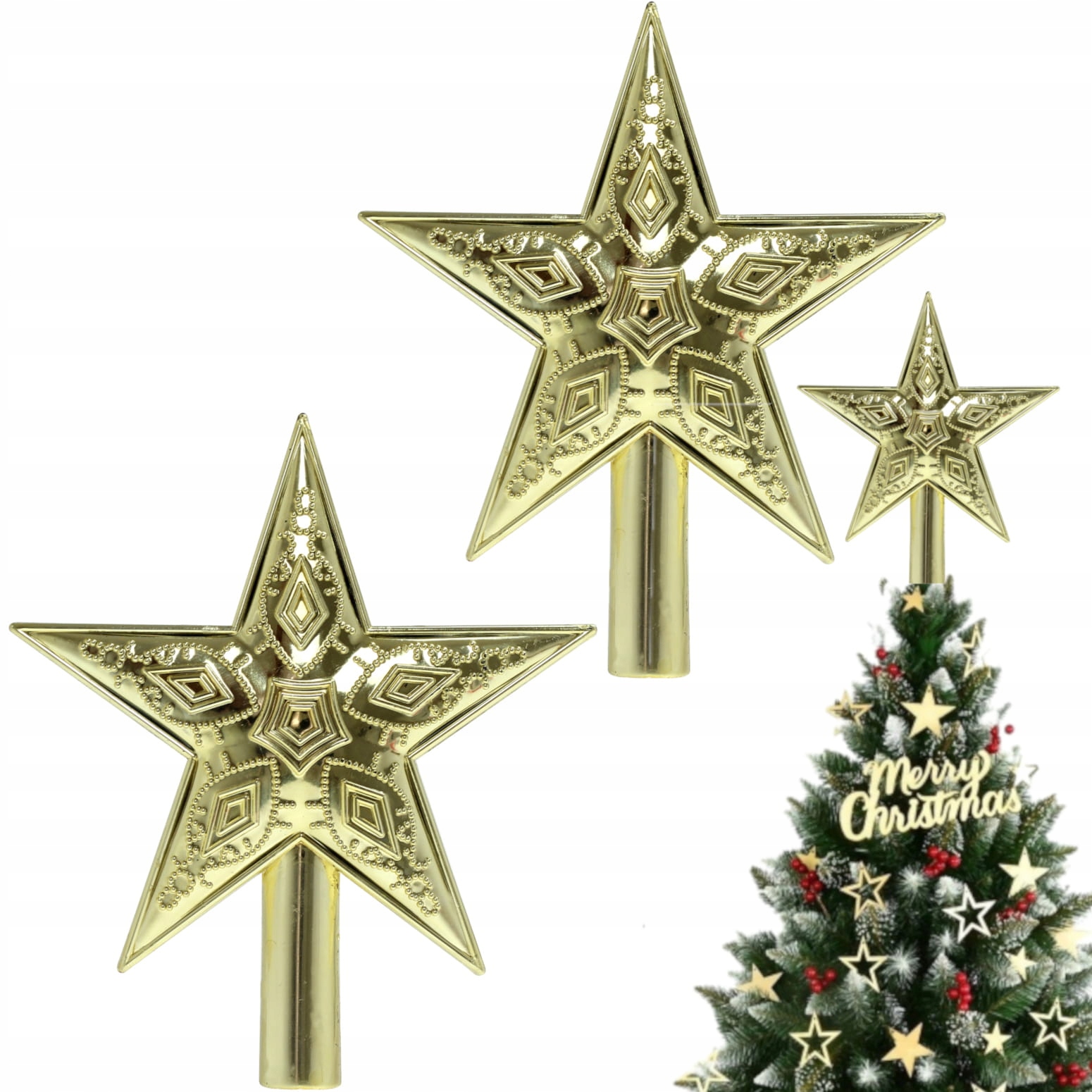 

Gwiazda czubek na choinkę, dekoracja świąteczna 2x