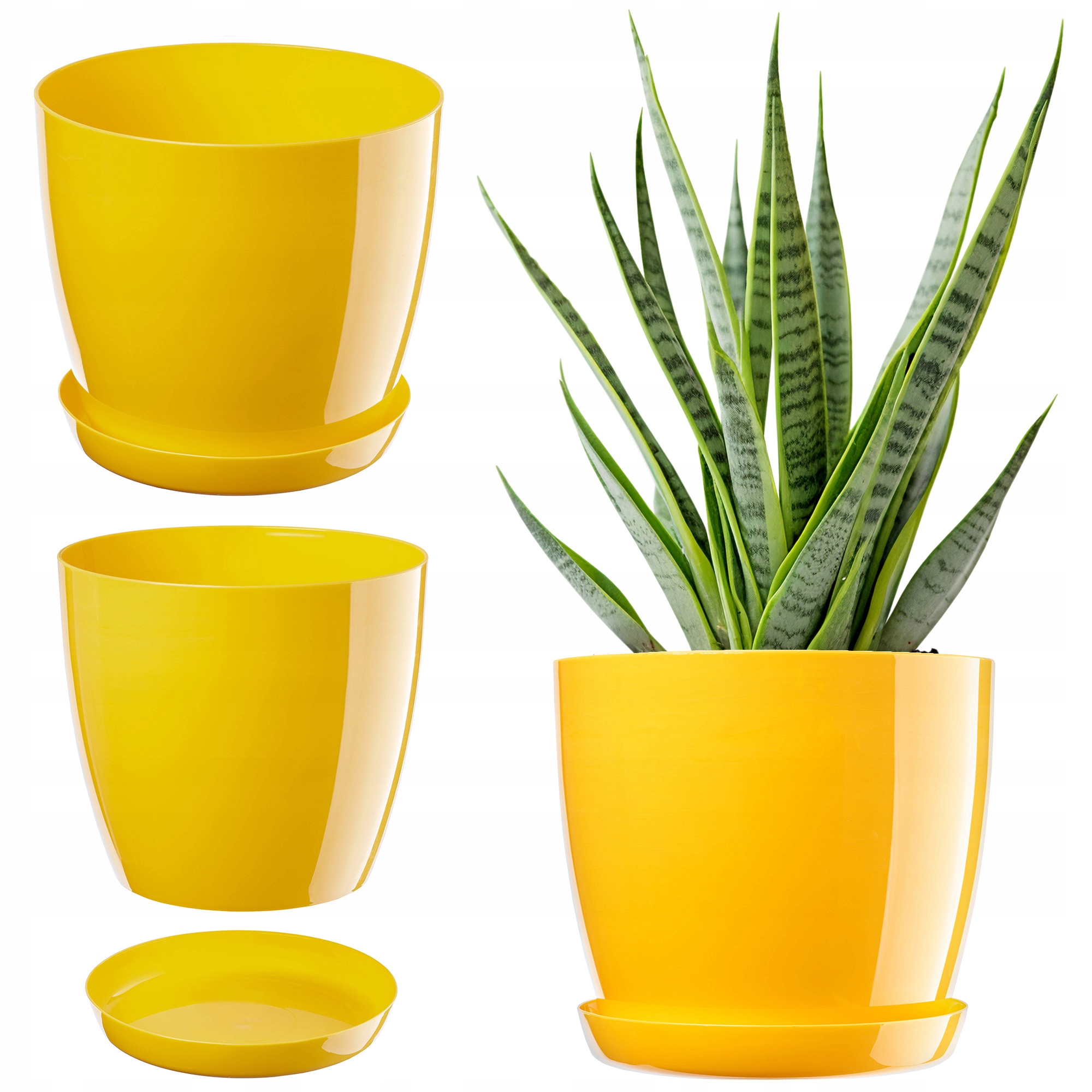 DONICZKA DONICA Z PODSTAWKĄ NA KWIATY OSŁONKA OKRĄGŁA 16 cm PLASTIK ŻÓŁTA