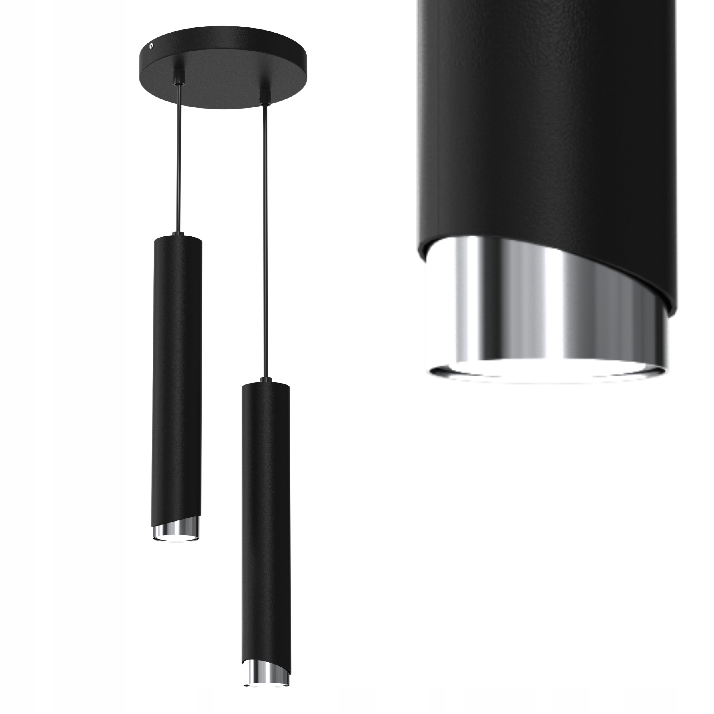 Závěsné Stropní Svítidlo Trubice Metal GU10 Loft Spot Černý Chrom