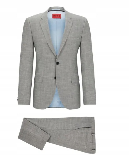 Hugo Pánský Šedý Elegantní Oblek Knoflíky S Vlnou 46 Jhd