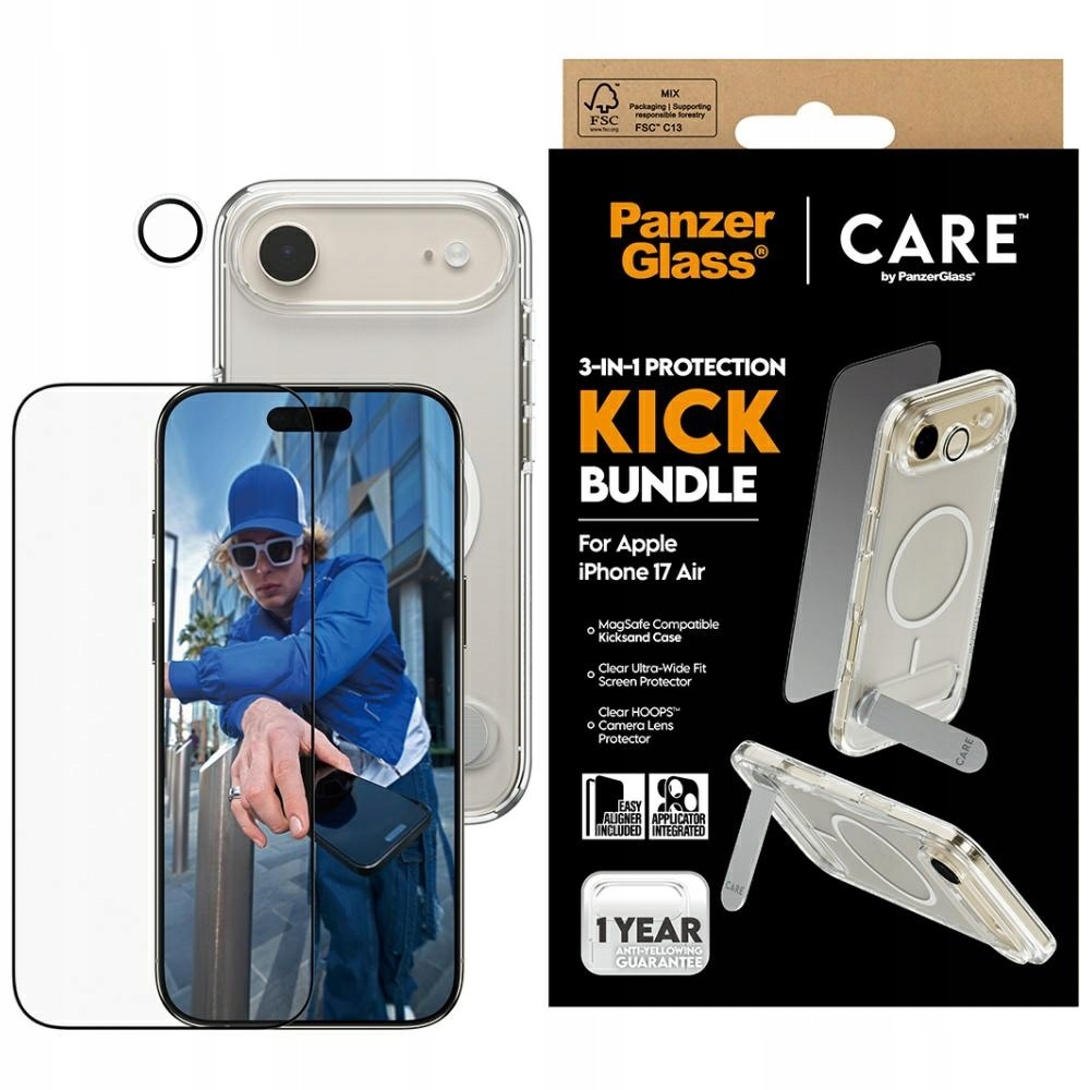 Zestaw ochronny Care by PanzerGlass Feature Kick 3w1 do iPhone Air