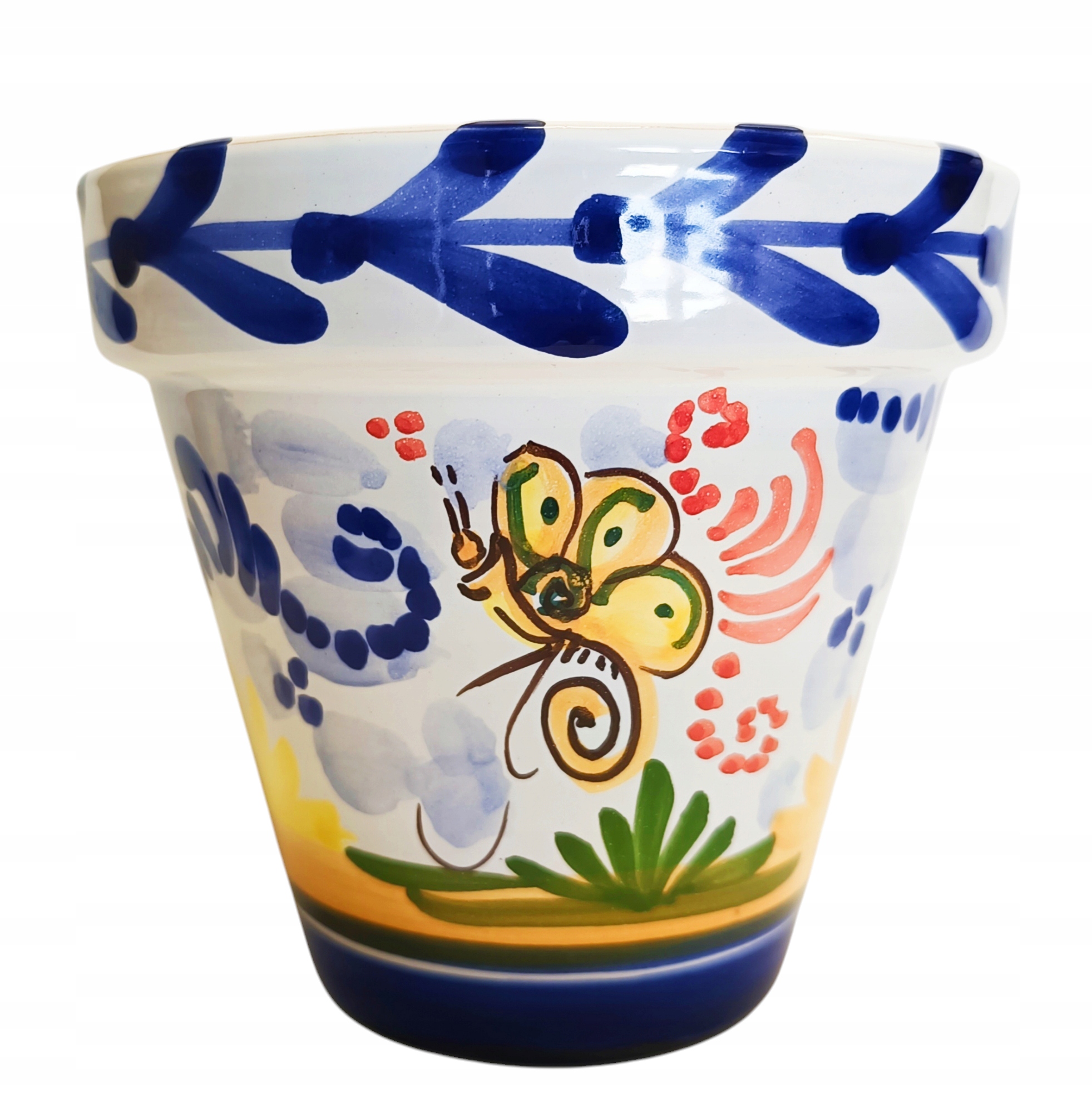 Doniczka Ceramiczna 20 CM Hiszpańska Ręcznie Malowana