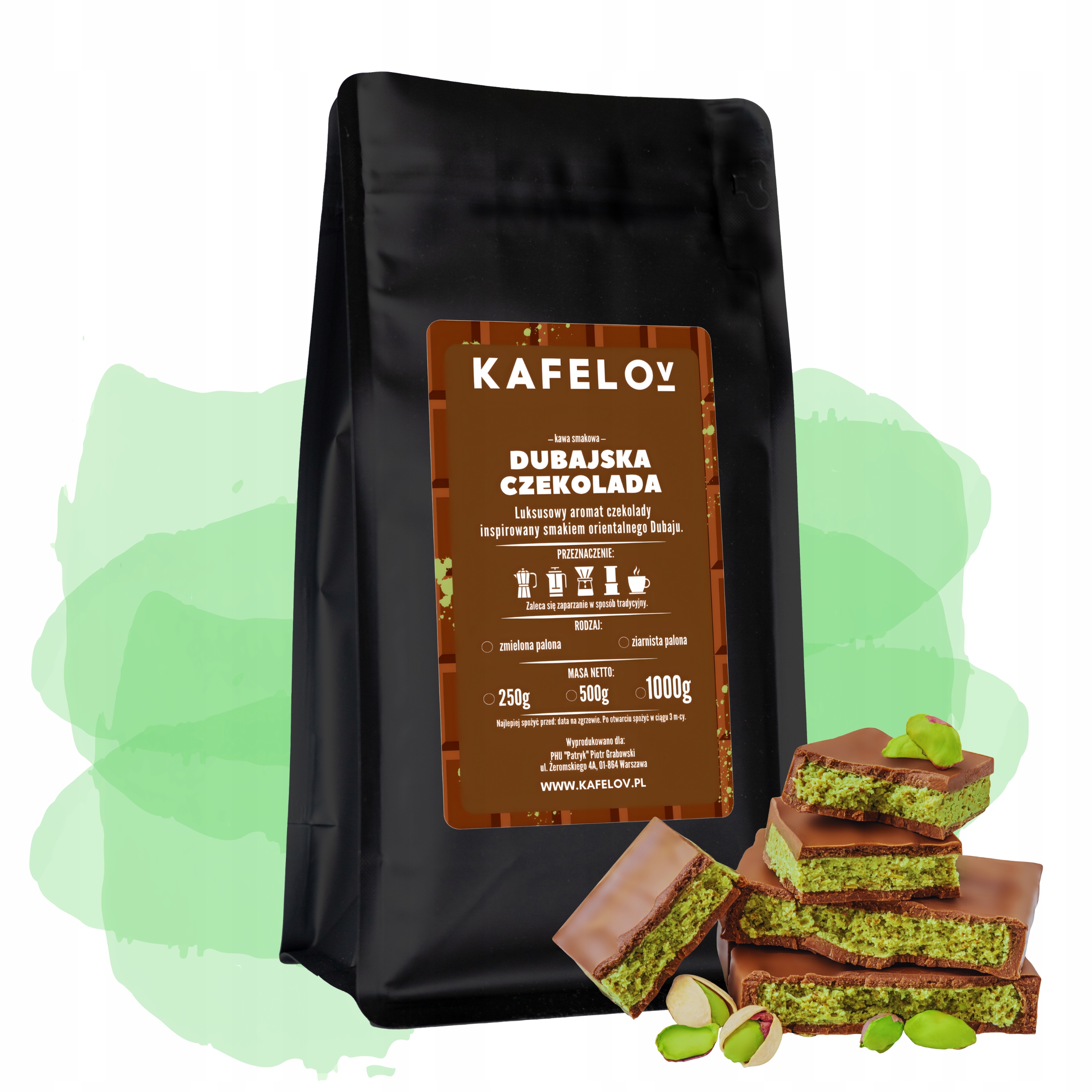 Levně Dubajská Čokoláda Káva zrnková 1 kg s příchutí